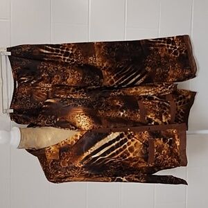 Secret Treasures 12/14 Leopard Print Poly Satin Pajamas Button Down